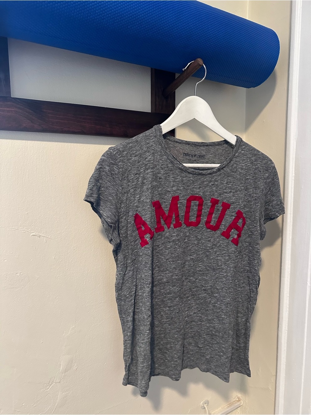 Zadig & Voltaire Gray Tee with Bright Red Applique - Picture 2 of 7